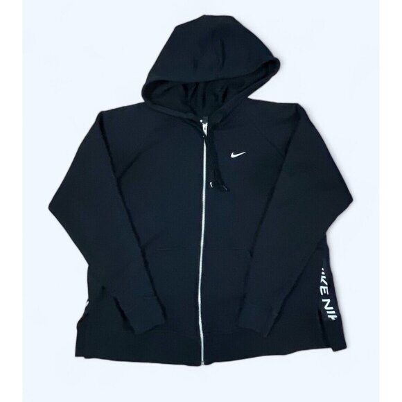 Womens Nike Dri-FIT Get Fit Full Zip Training Hoodie Black Size LARGE CU7009 - Picture 1 of 7